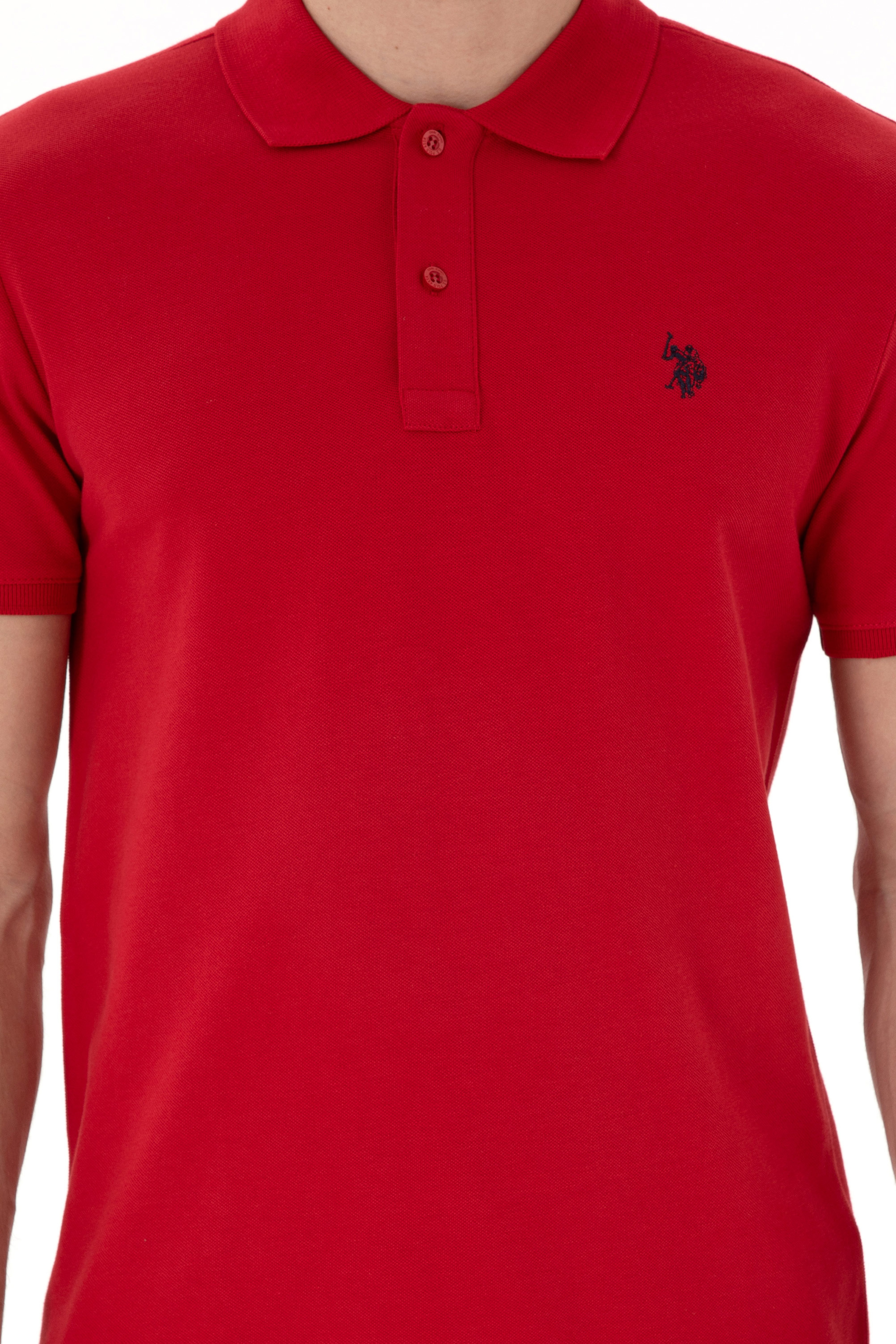 Erkek Slim Fit Polo Yaka Kırmızı Basic Tişört - Image 6