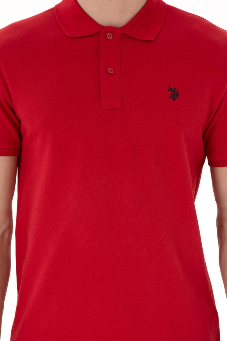 Erkek Slim Fit Polo Yaka Kırmızı Basic Tişört - 50297984364