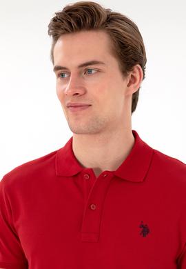 Erkek Slim Fit Polo Yaka Kırmızı Basic Tişört - 50297984364