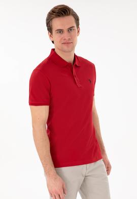Erkek Slim Fit Polo Yaka Kırmızı Basic Tişört - 50297984364