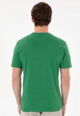 Erkek Regular Fit Bisiklet Yaka Yeşil Basic Tişört - 50297988056