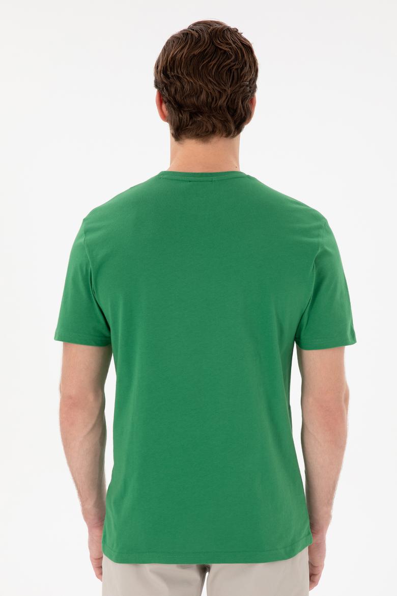Erkek Regular Fit Bisiklet Yaka Yeşil Basic Tişört - 50297988056
