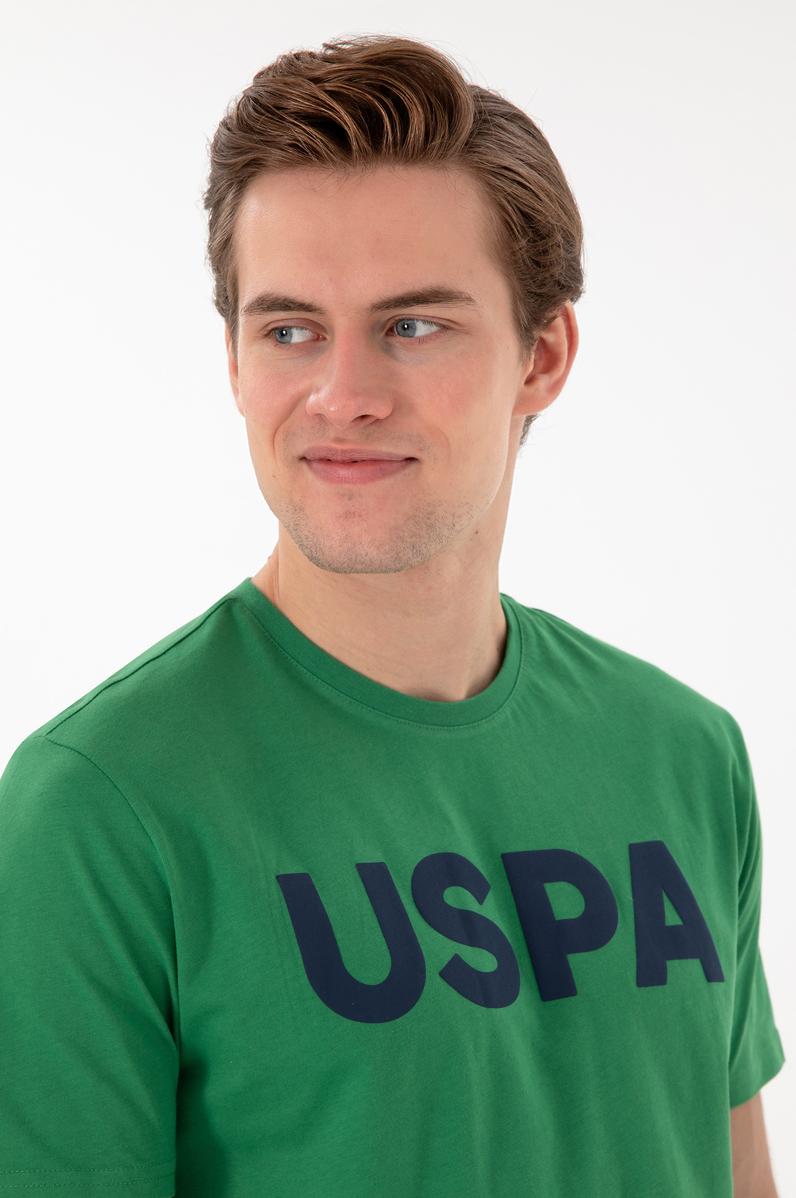 Erkek Regular Fit Bisiklet Yaka Yeşil Basic Tişört