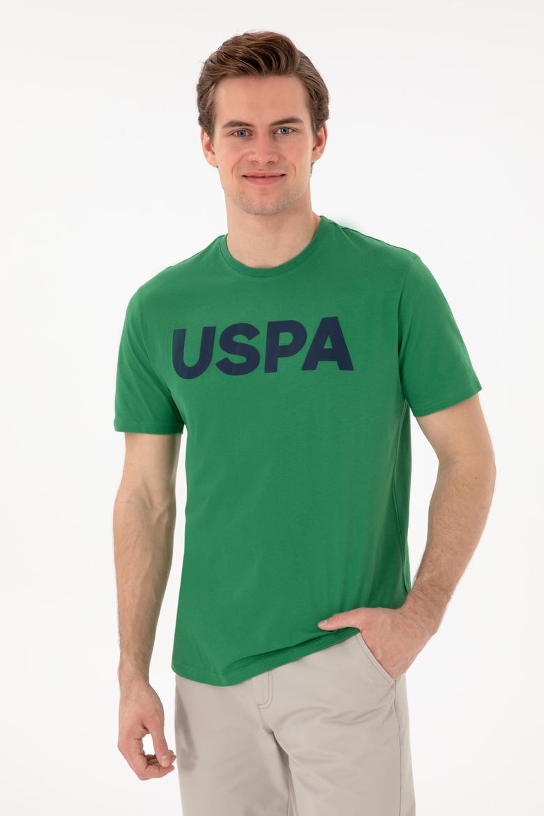 Erkek Regular Fit Bisiklet Yaka Yeşil Basic Tişört - 50297988056