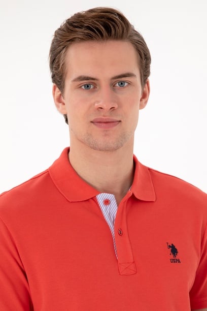 Erkek Regular Fit Polo Yaka Kırmızı Basic Tişört