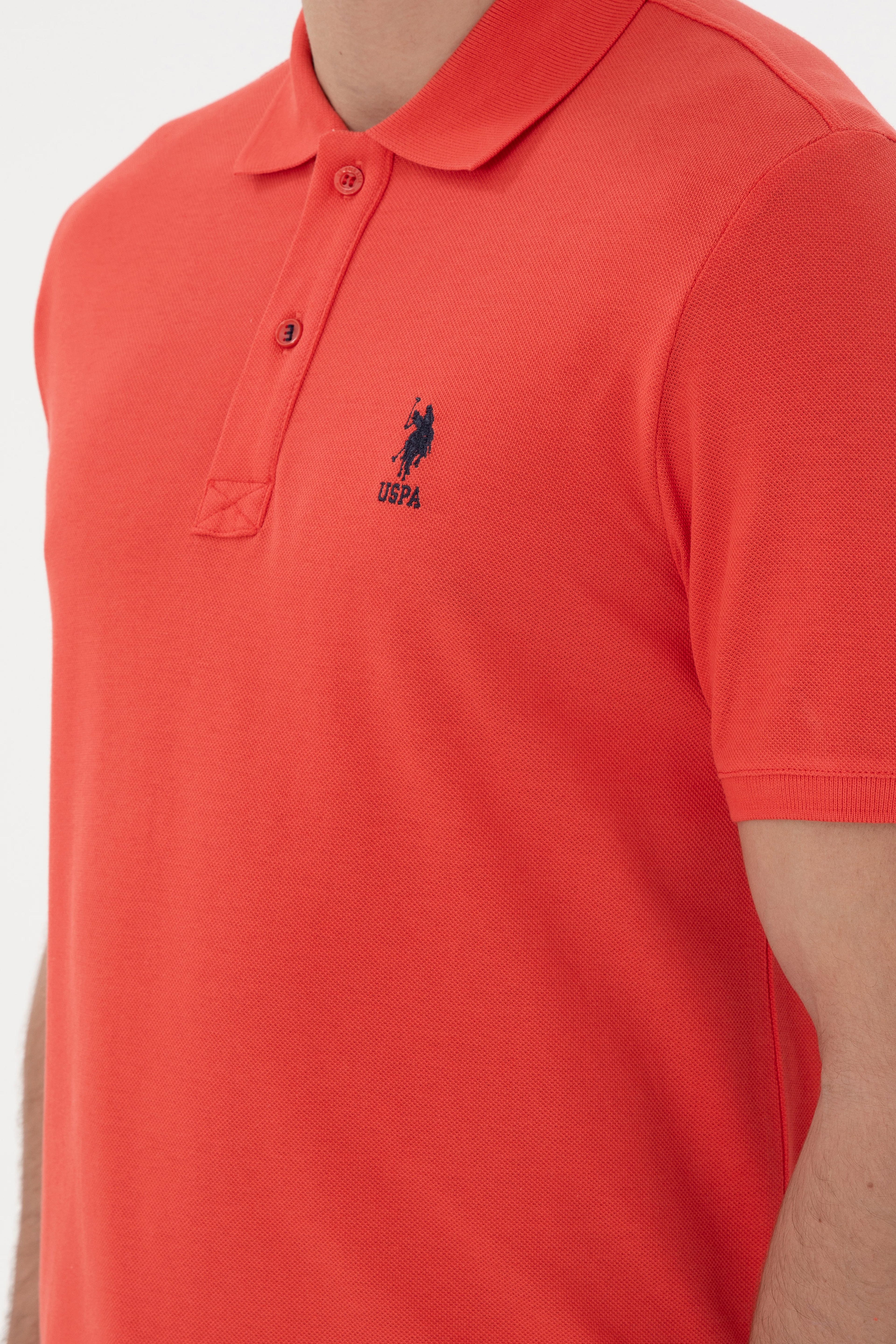 Erkek Regular Fit Polo Yaka Kırmızı Basic Tişört - Image 7