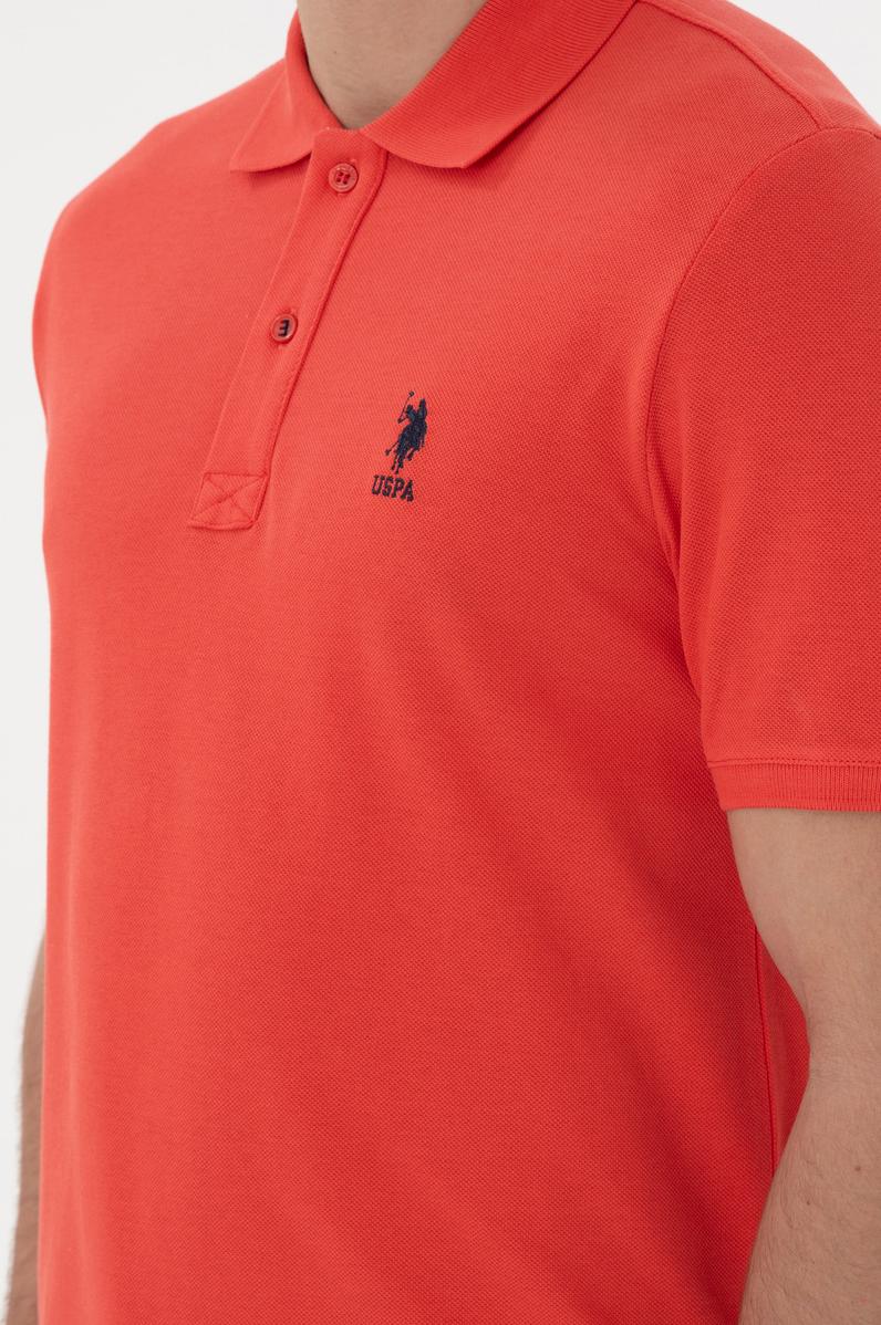 Erkek Regular Fit Polo Yaka Kırmızı Basic Tişört