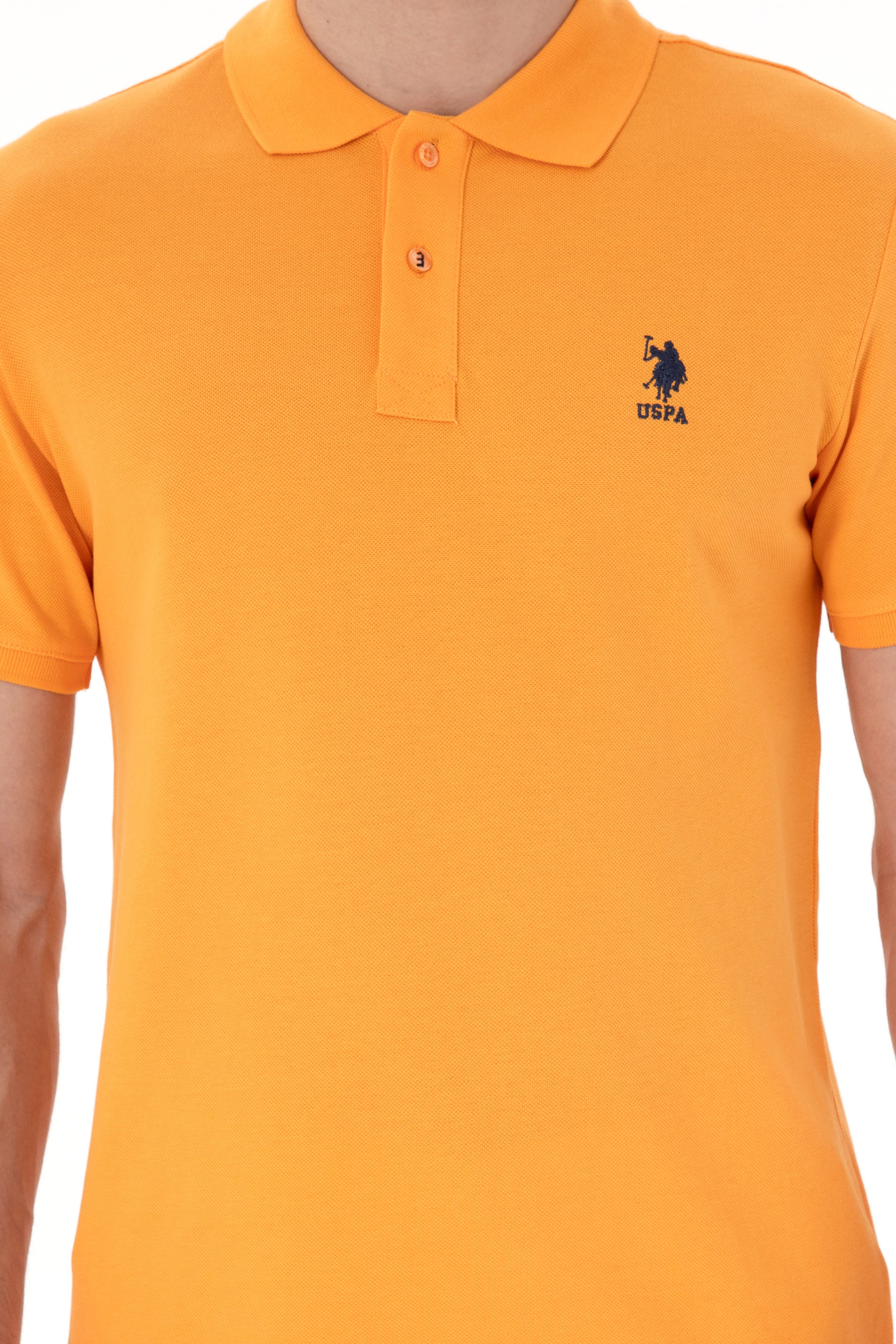 Erkek Slim Fit Polo Yaka Turuncu Basic Tişört - Image 6