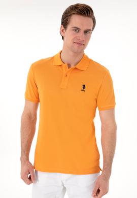 Erkek Slim Fit Polo Yaka Turuncu Basic Tişört - 50298041111