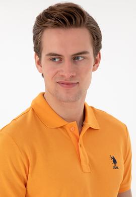 Erkek Slim Fit Polo Yaka Turuncu Basic Tişört - 50298041111