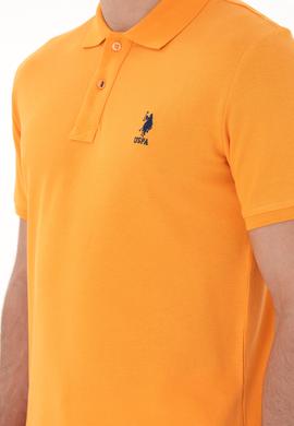 Erkek Slim Fit Polo Yaka Turuncu Basic Tişört - 50298041111