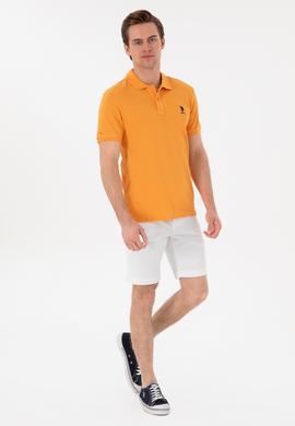 Erkek Slim Fit Polo Yaka Turuncu Basic Tişört - 50298041111
