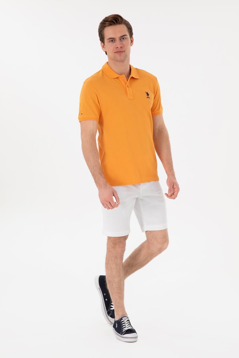 Erkek Slim Fit Polo Yaka Turuncu Basic Tişört - 50298041111