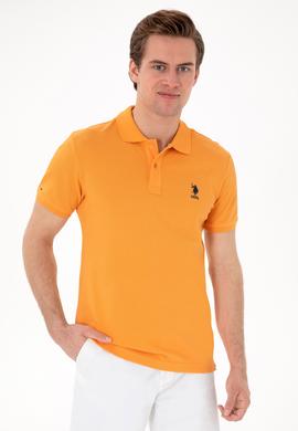 Erkek Slim Fit Polo Yaka Turuncu Basic Tişört - 50298041111