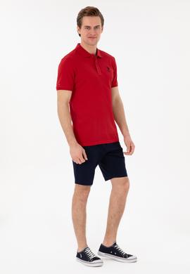 Erkek Slim Fit Polo Yaka Kırmızı Basic Tişört - 50298041181