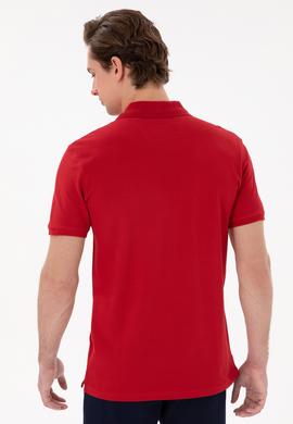 Erkek Slim Fit Polo Yaka Kırmızı Basic Tişört - 50298041181