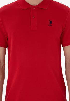 Erkek Slim Fit Polo Yaka Kırmızı Basic Tişört - 50298041181