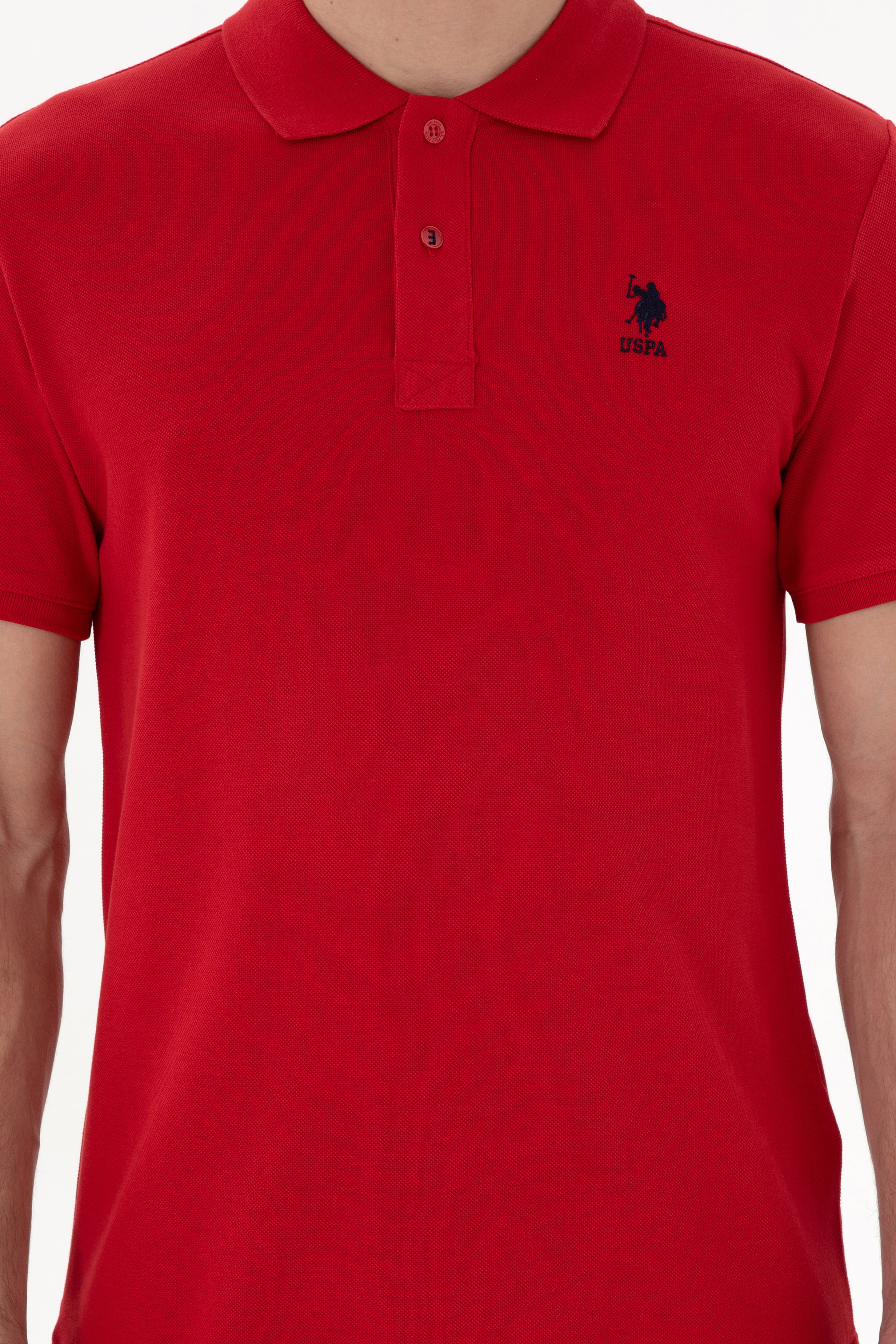 Erkek Slim Fit Polo Yaka Kırmızı Basic Tişört - Image 6