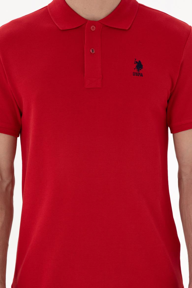 Erkek Slim Fit Polo Yaka Kırmızı Basic Tişört - 50298041181