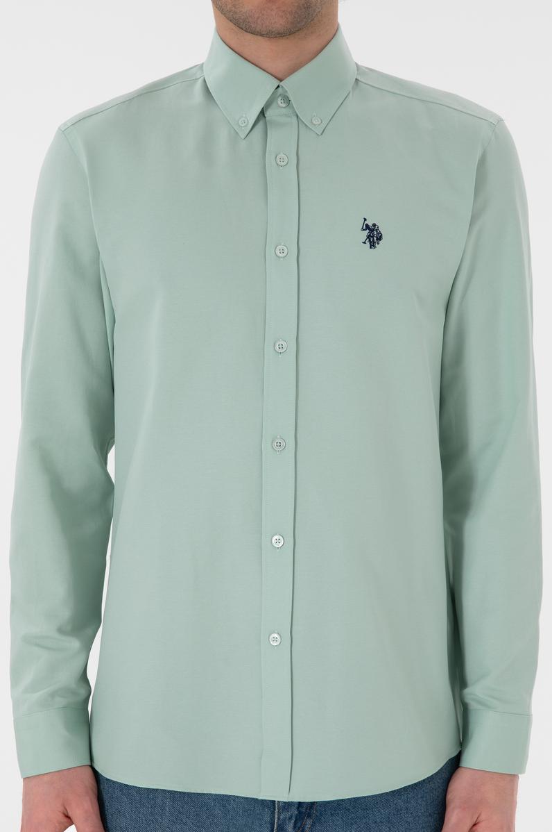 Erkek Su Yeşili Uzun Kollu Basic Gömlek