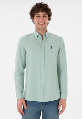 Erkek Su Yeşili Uzun Kollu Basic Gömlek - 50306338048