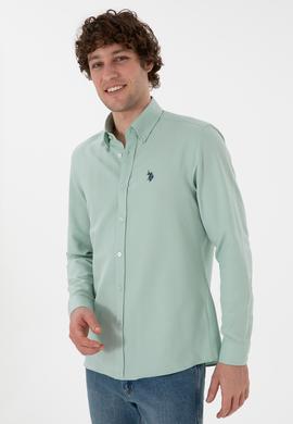 Erkek Su Yeşili Uzun Kollu Basic Gömlek - 50306338048