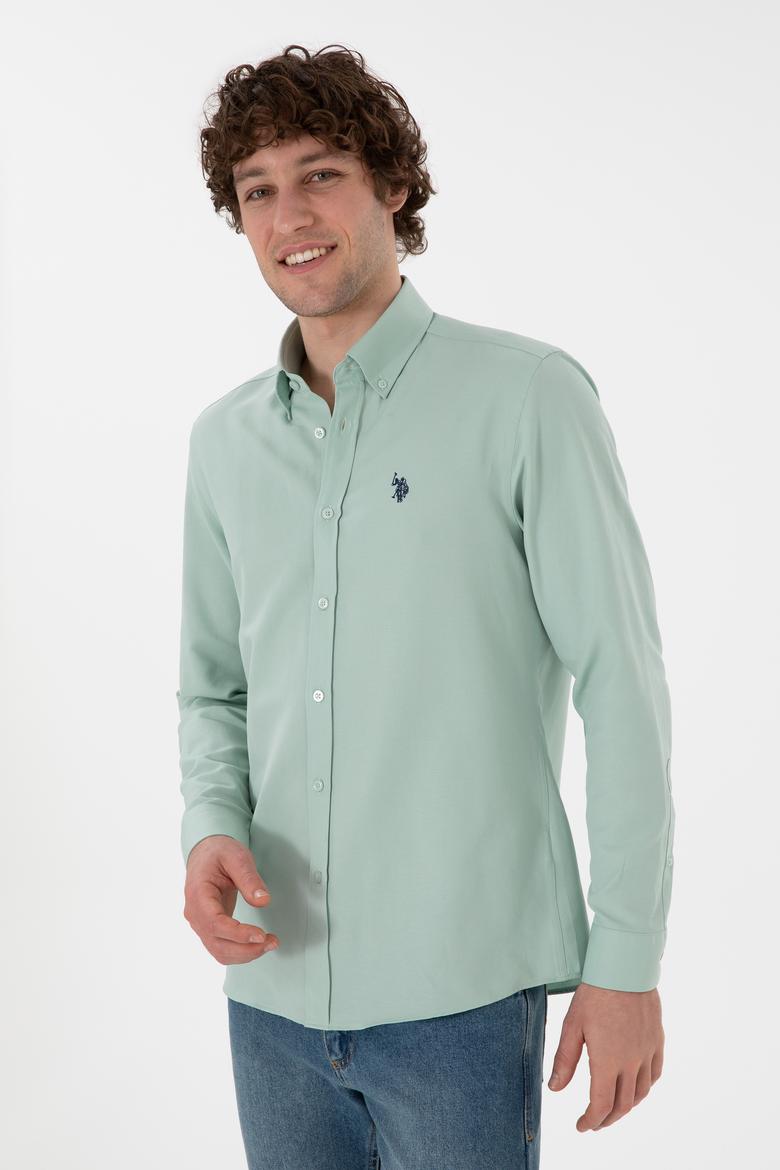 Erkek Su Yeşili Uzun Kollu Basic Gömlek - 50306338048