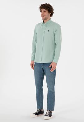 Erkek Su Yeşili Uzun Kollu Basic Gömlek - 50306338048
