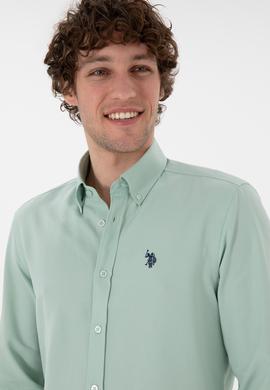 Erkek Su Yeşili Uzun Kollu Basic Gömlek - 50306338048