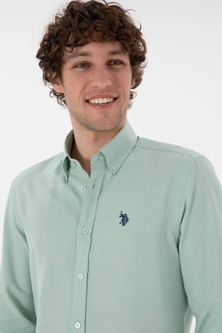 Erkek Su Yeşili Uzun Kollu Basic Gömlek - 50306338048
