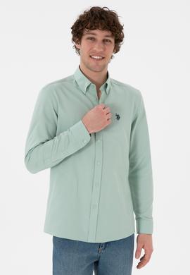 Erkek Su Yeşili Uzun Kollu Basic Gömlek - 50306338048