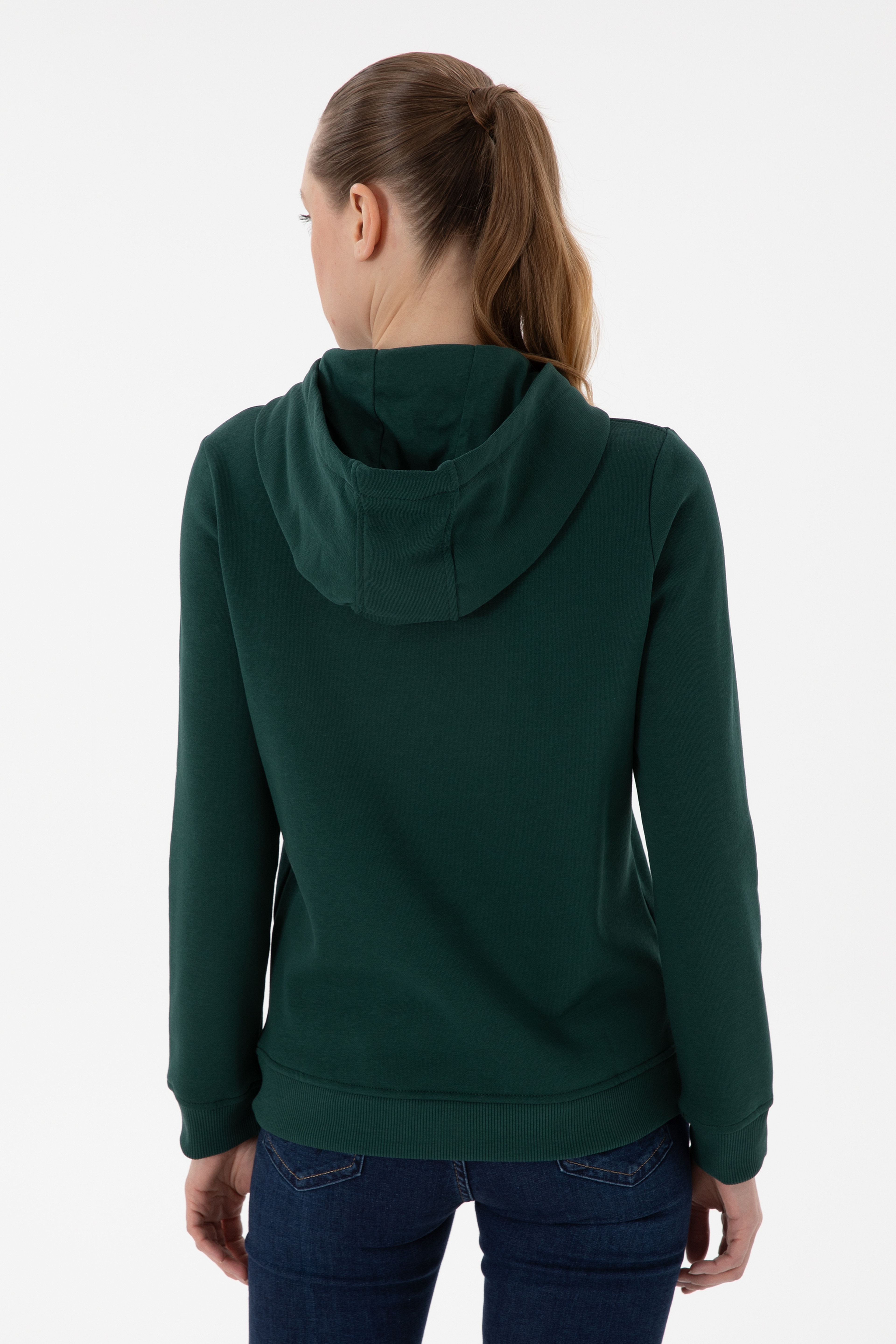 Kadın Koyu Yeşil Basic Sweatshirt