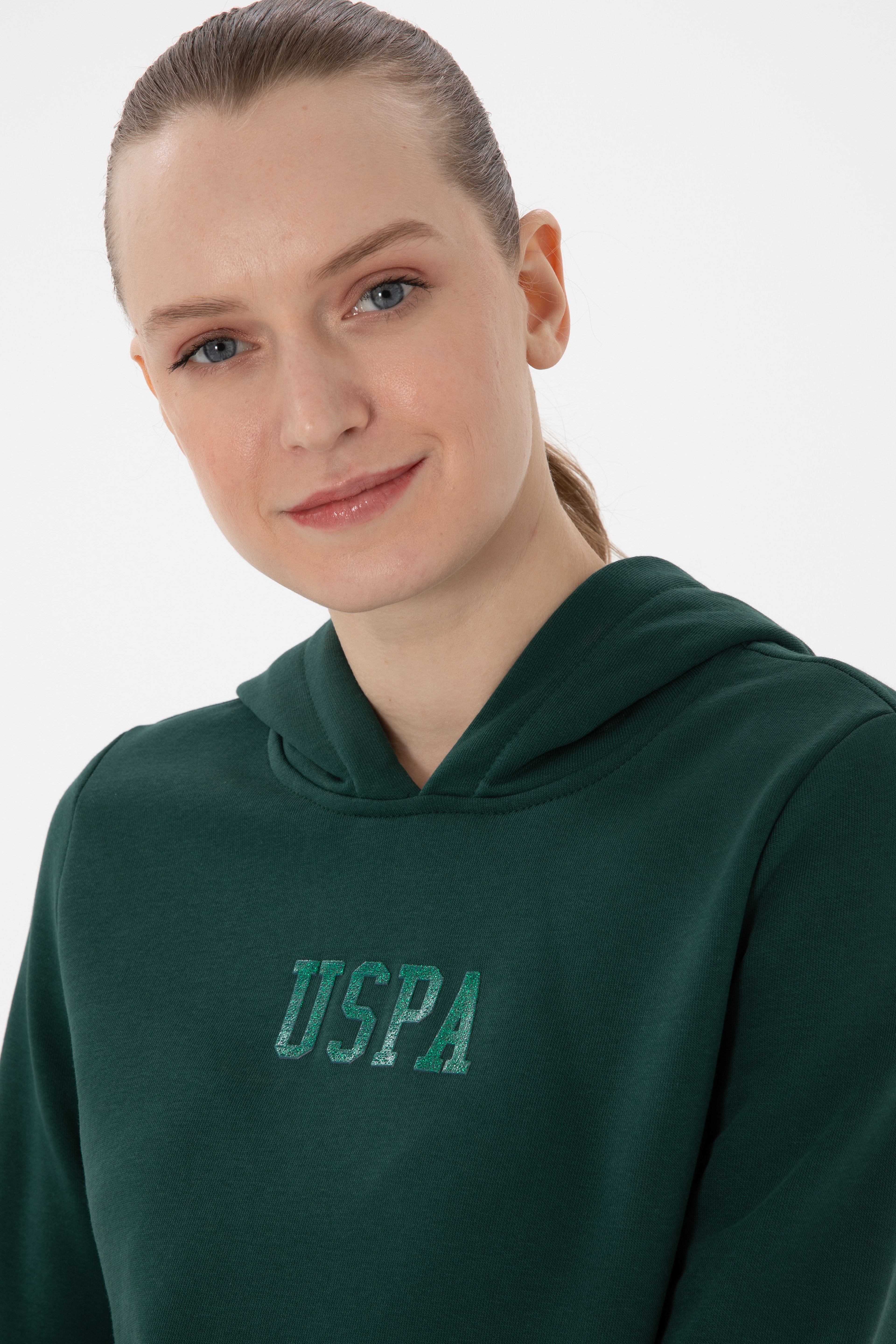 Kadın Koyu Yeşil Basic Sweatshirt - Image 2