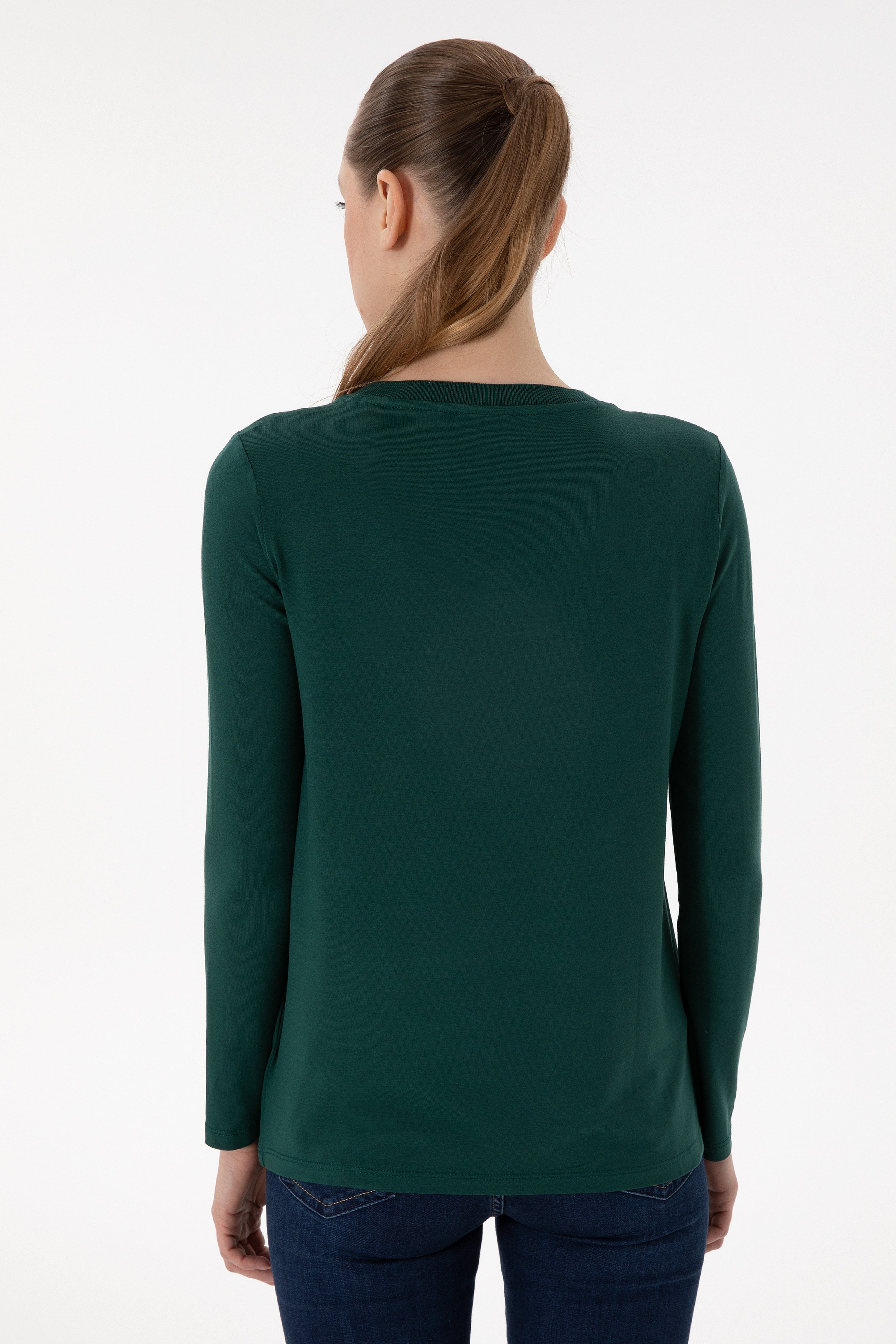 Kadın Koyu Yeşil Sweatshirt - Image 5