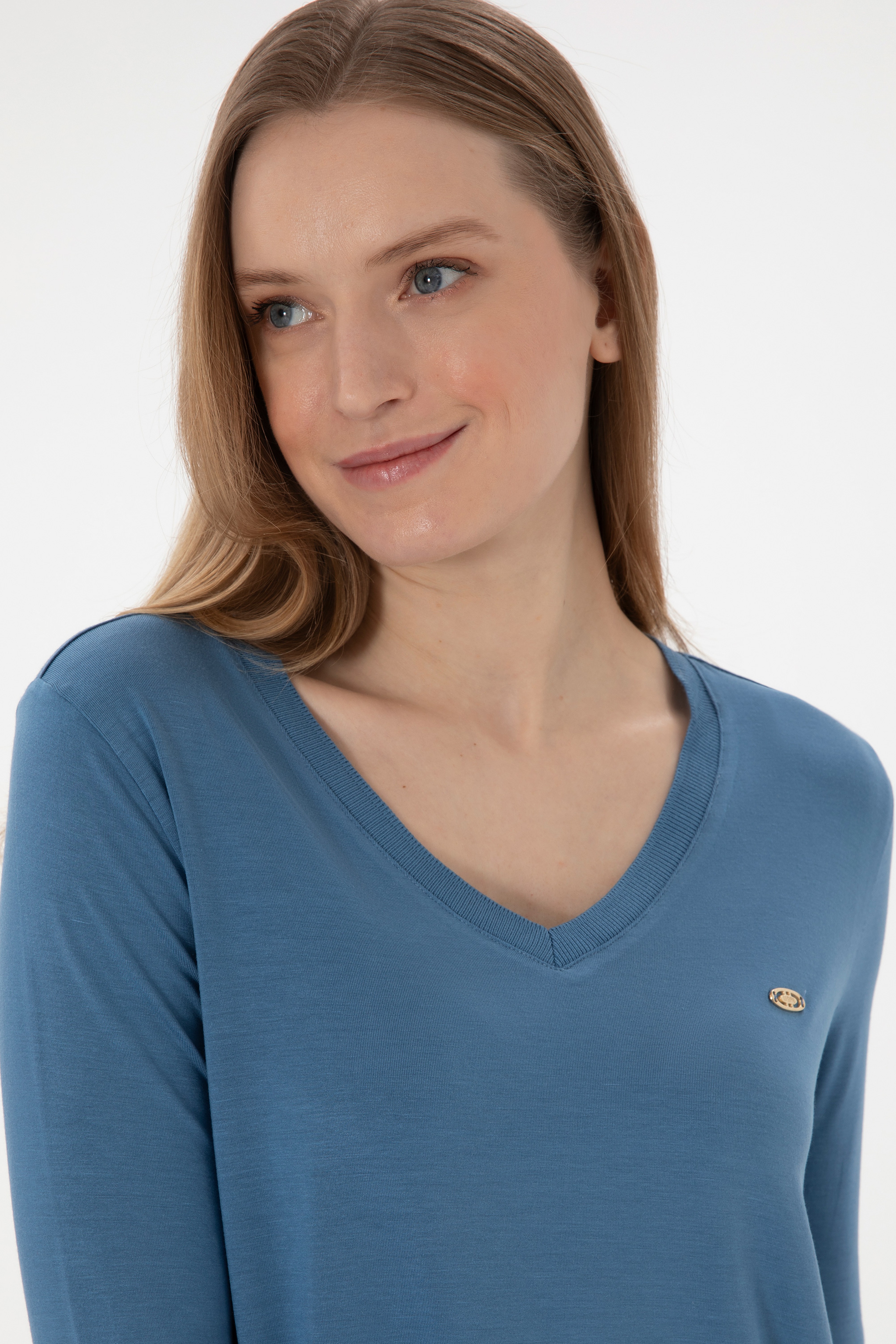 Kadın Saks Sweatshirt - Image 2