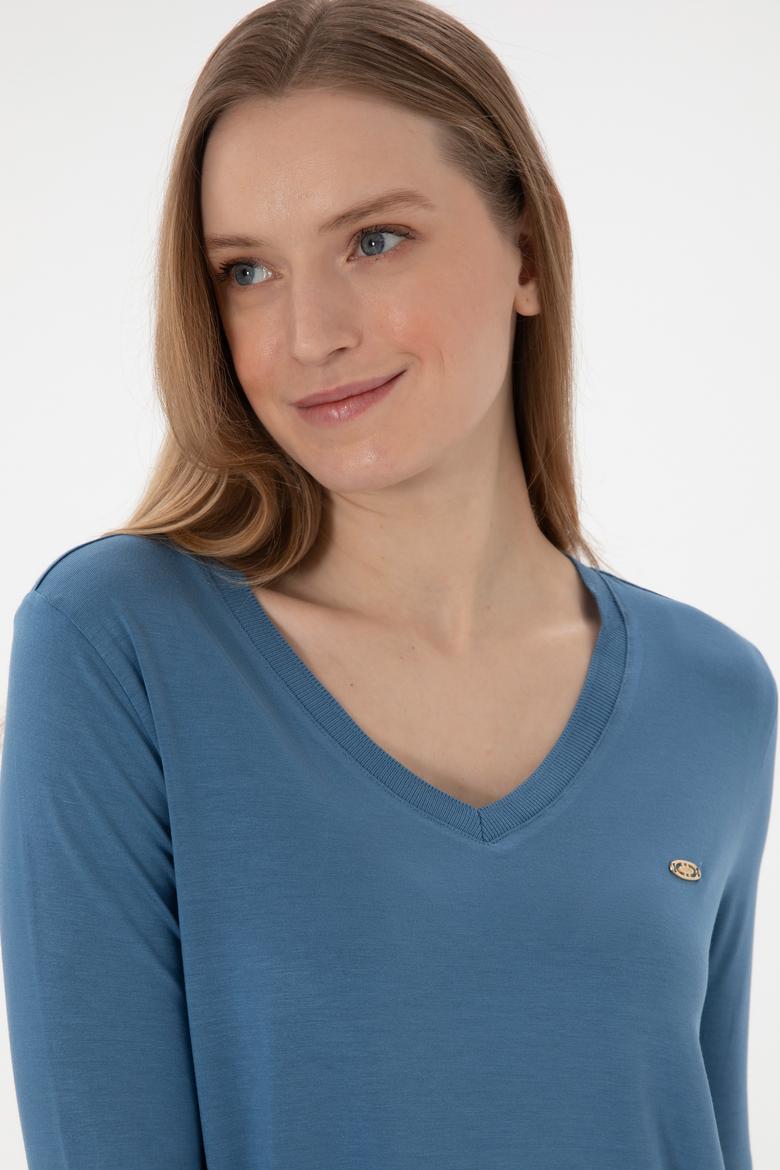 Kadın Saks Sweatshirt - 50289542086