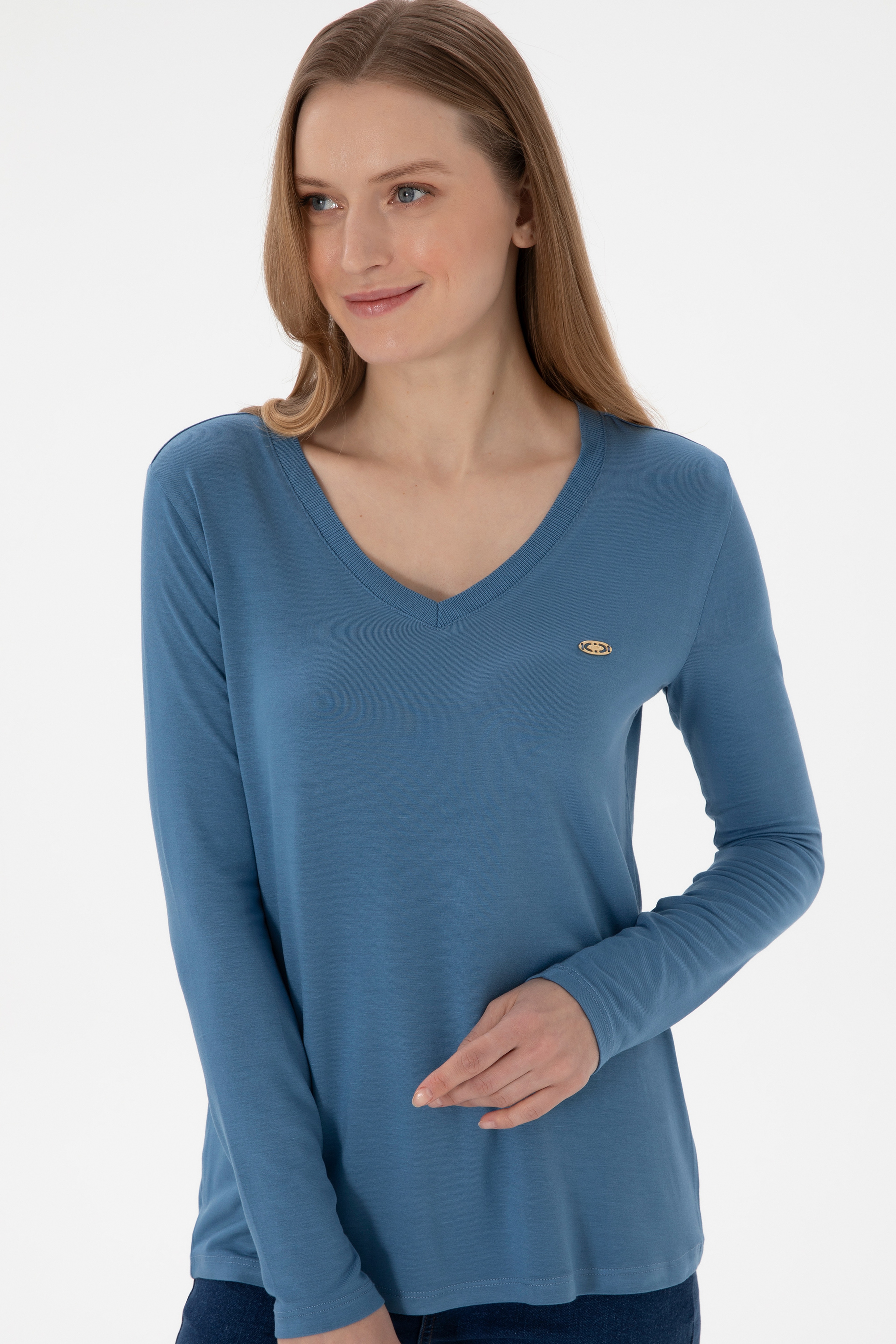 Kadın Saks Sweatshirt - Image 3