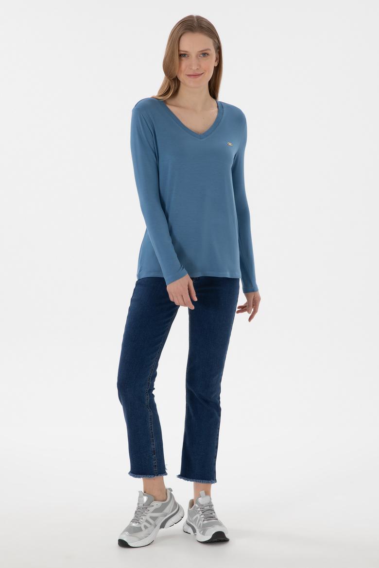 Kadın Saks Sweatshirt - 50289542086