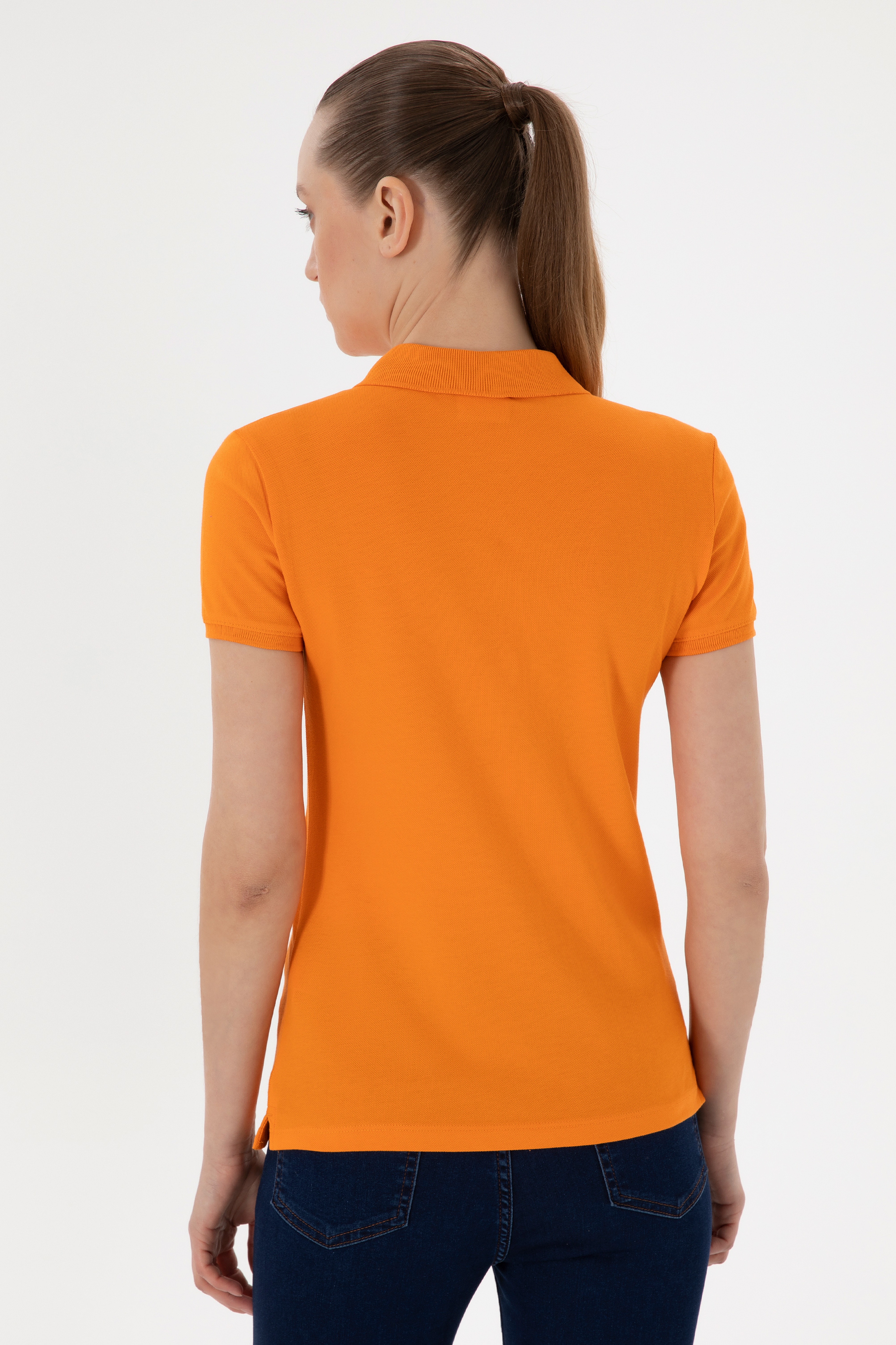 Kadın Turuncu Basic Polo Yaka Tişört