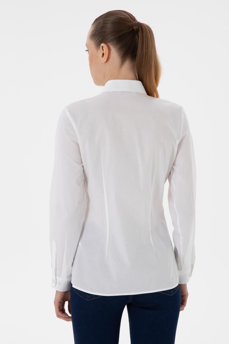 Kadın Beyaz Uzun Kollu Basic Gömlek - 50298091013