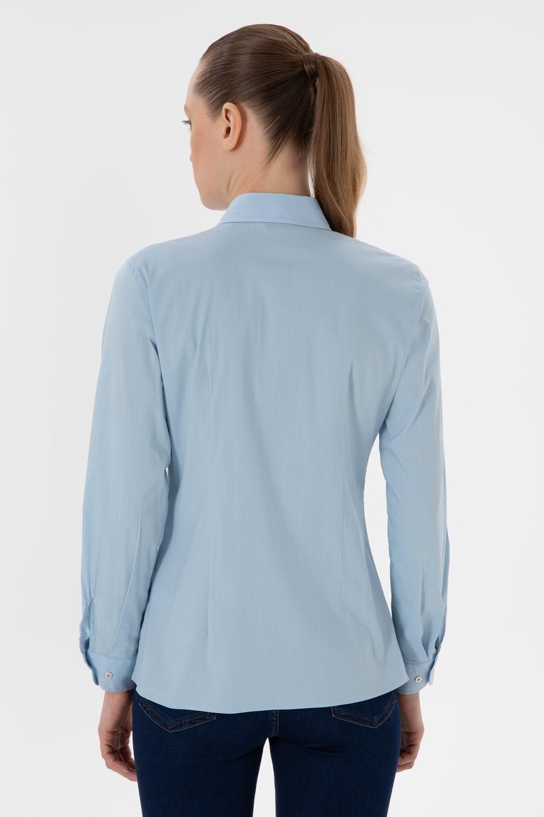 Kadın Açık Mavi Uzun Kollu Basic Gömlek - 50298112027