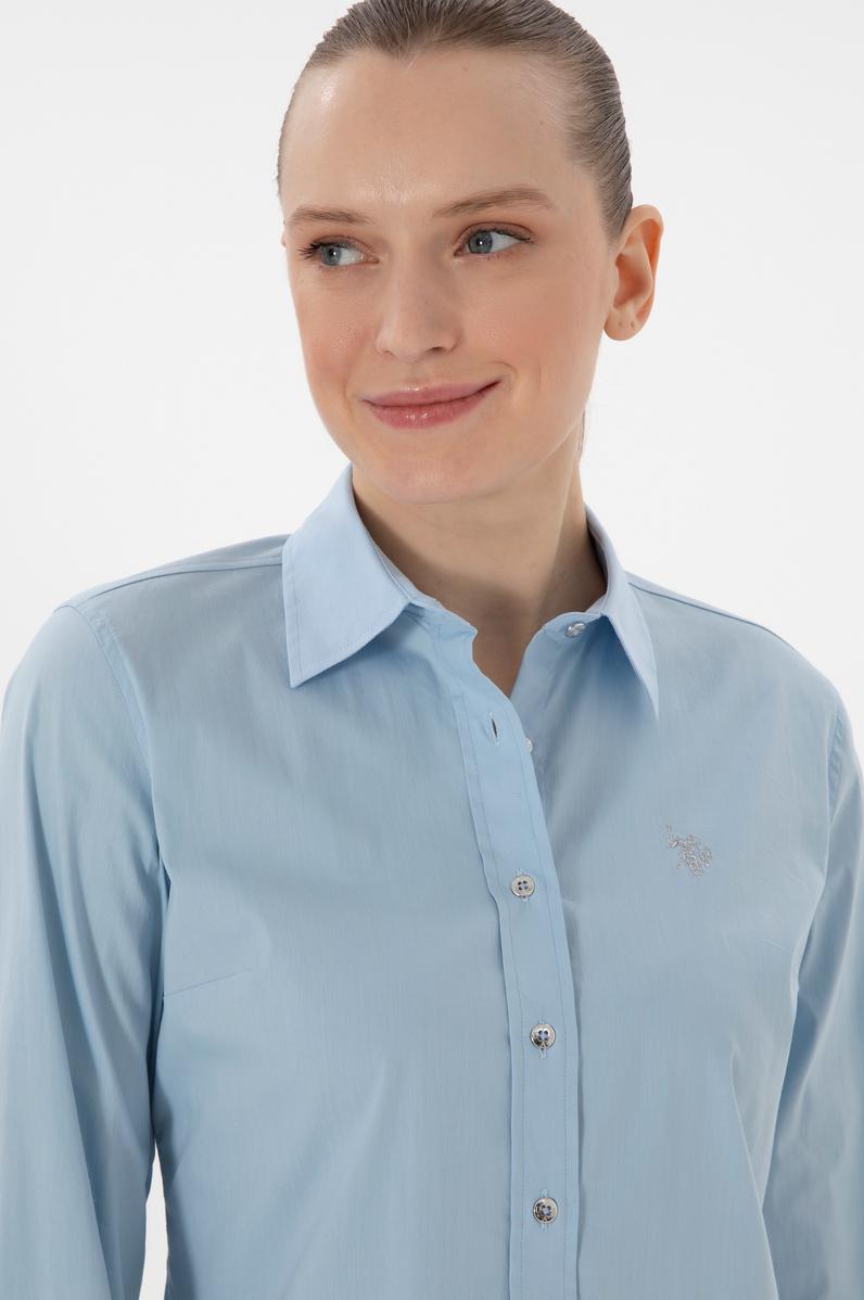 Kadın Açık Mavi Uzun Kollu Basic Gömlek