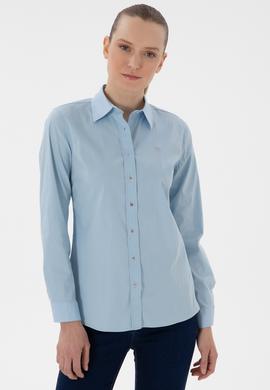 Kadın Açık Mavi Uzun Kollu Basic Gömlek - 50298112027