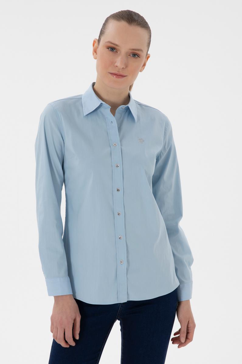 Kadın Açık Mavi Uzun Kollu Basic Gömlek