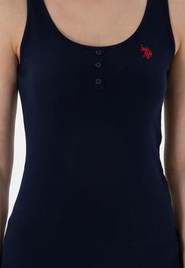 Kadın Lacivert Kolsuz Bisiklet Yaka Basic Tişört - 50300895021