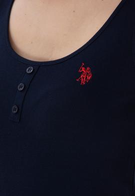 Kadın Lacivert Kolsuz Bisiklet Yaka Basic Tişört - 50300895021