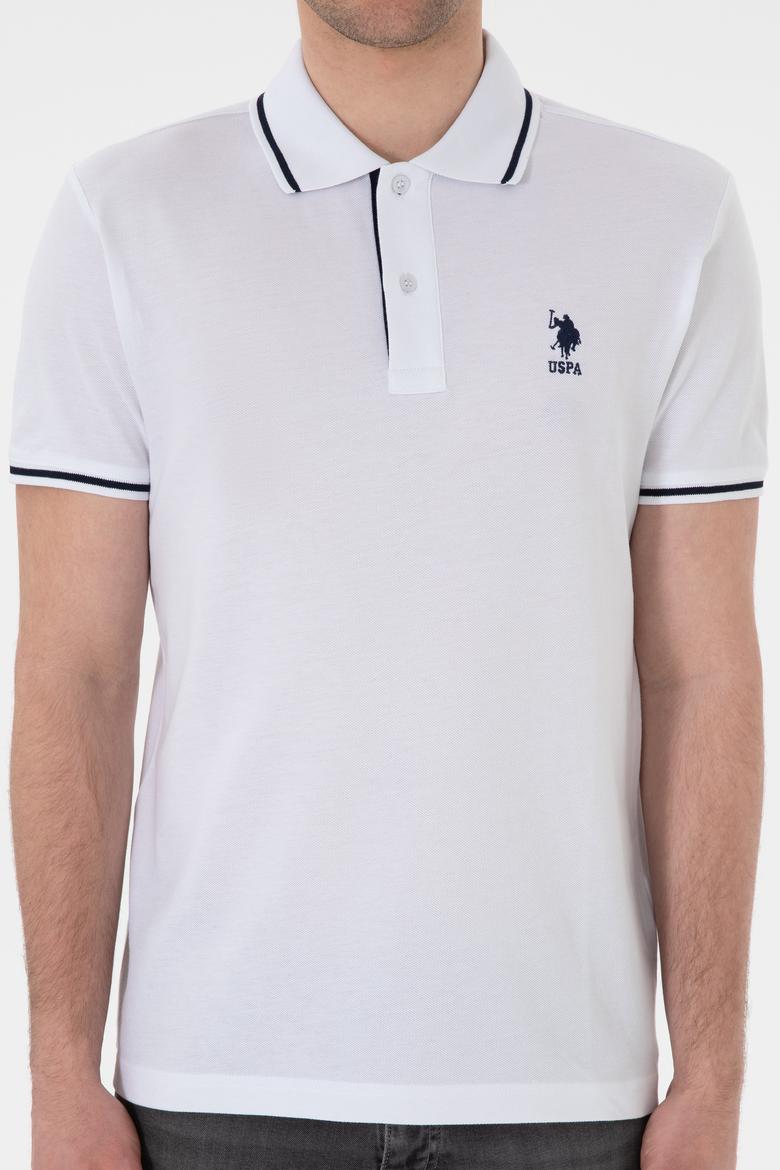 Erkek Slim Fit Polo Yaka Beyaz Basic Tişört - 50305980003