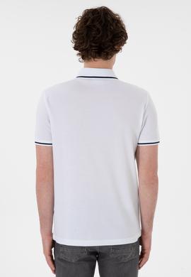 Erkek Slim Fit Polo Yaka Beyaz Basic Tişört - 50305980003