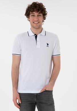 Erkek Slim Fit Polo Yaka Beyaz Basic Tişört - 50305980003