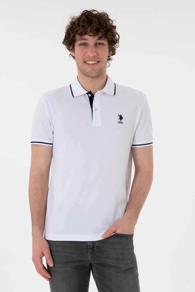 Erkek Slim Fit Polo Yaka Beyaz Basic Tişört